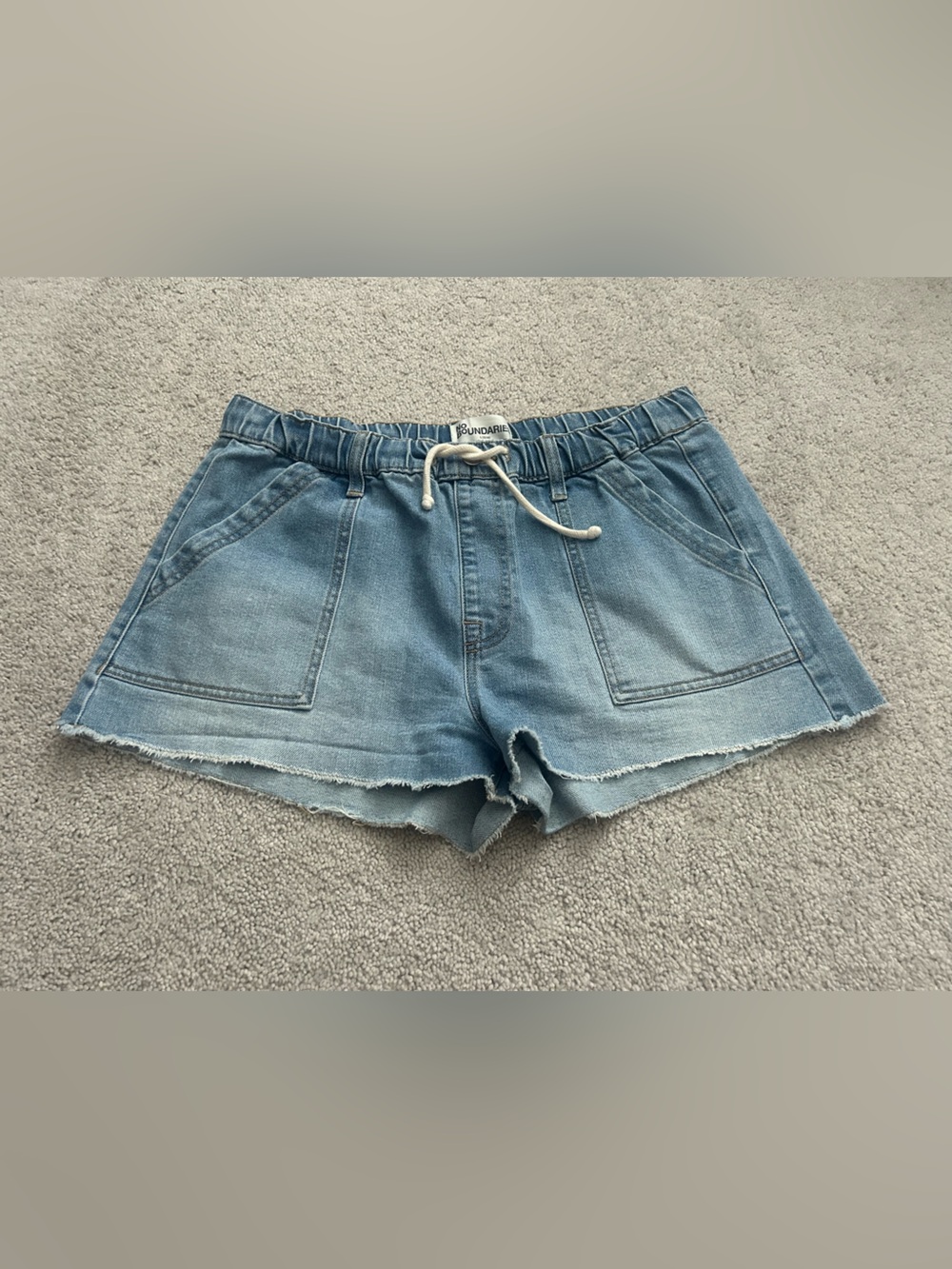 No Boundaries Light Blue Drawstring Denim Shorts